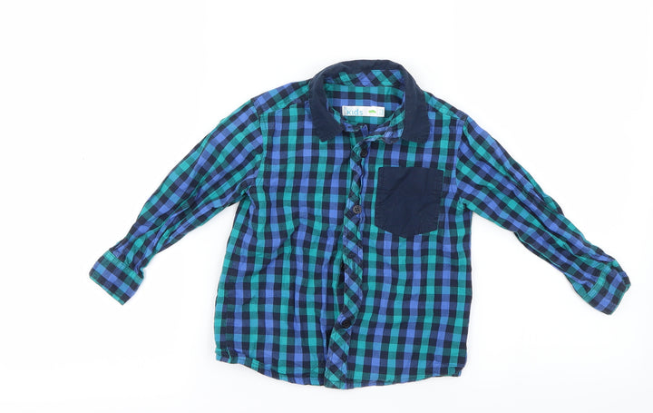 M&Co Boys Blue Check Basic Button-Up Size 2-3 Years