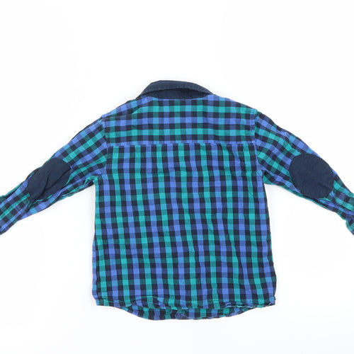 M&Co Boys Blue Check  Basic Button-Up Size 2-3 Years