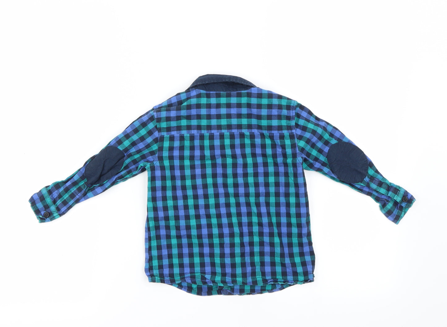 M&Co Boys Blue Check  Basic Button-Up Size 2-3 Years