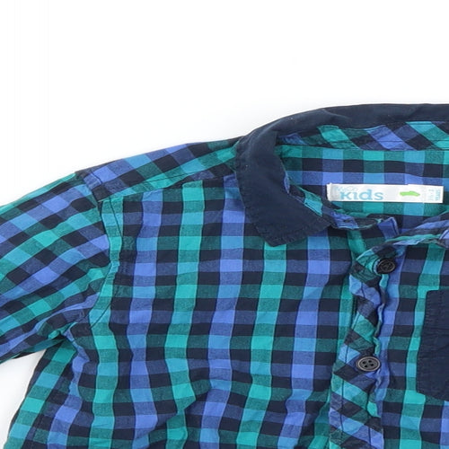 M&Co Boys Blue Check  Basic Button-Up Size 2-3 Years