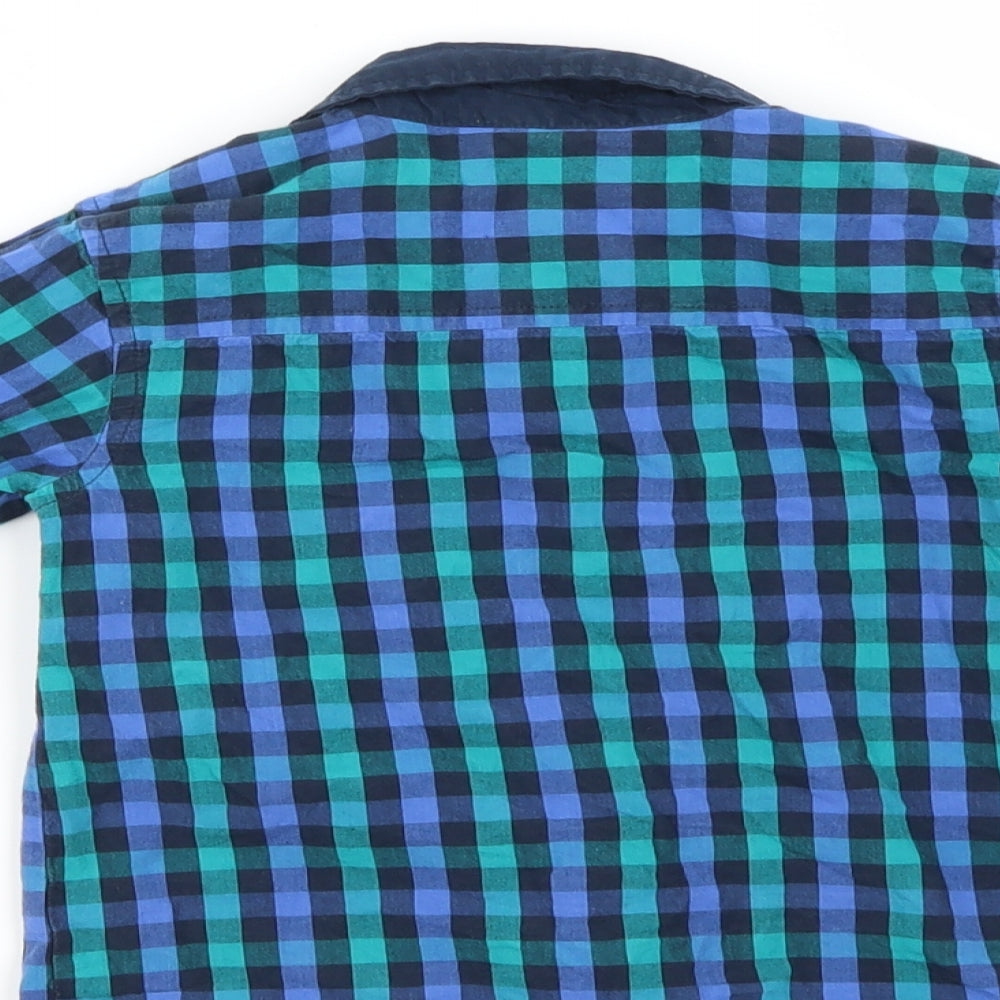 M&Co Boys Blue Check  Basic Button-Up Size 2-3 Years