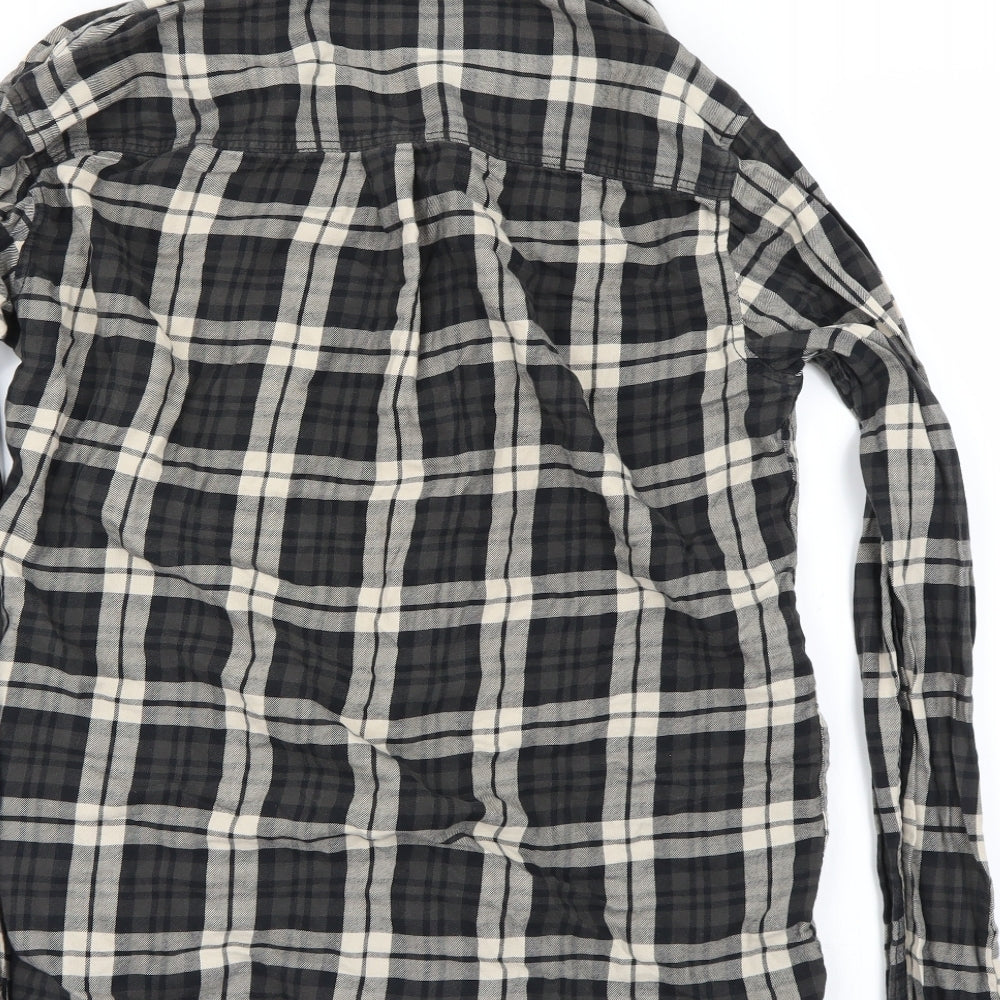 JACK & JONES Mens Grey Check   Button-Up Size L