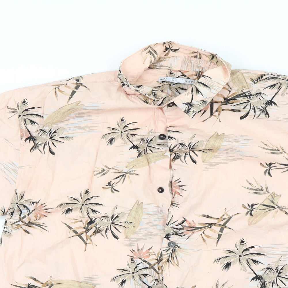 Berska  Womens Pink Floral  Basic Button-Up Size XL