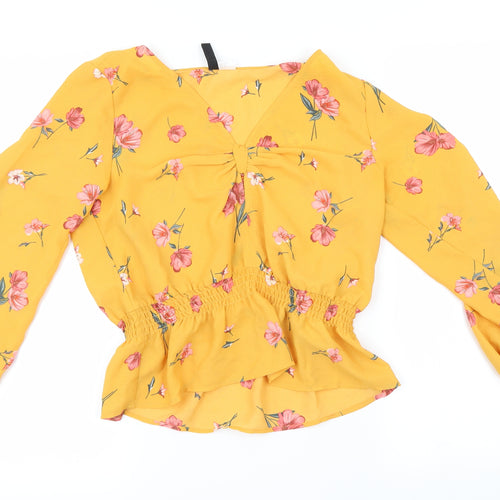 H&M Womens Yellow Geometric  Basic Blouse Size 8