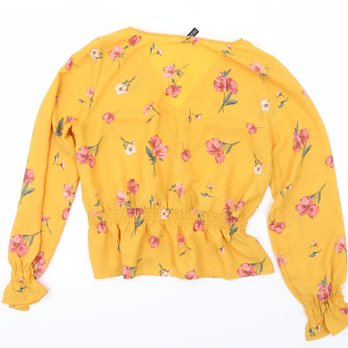 H&M Womens Yellow Geometric  Basic Blouse Size 8