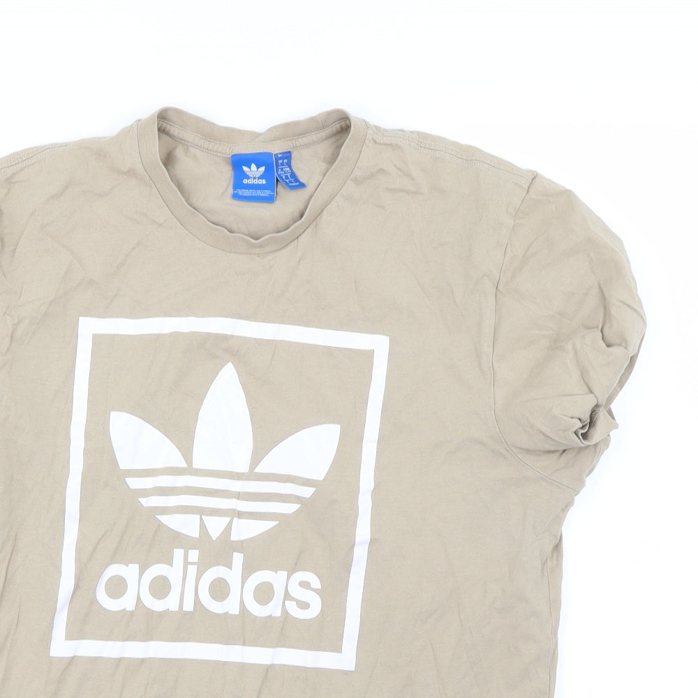 adidas Mens Beige    T-Shirt Size L