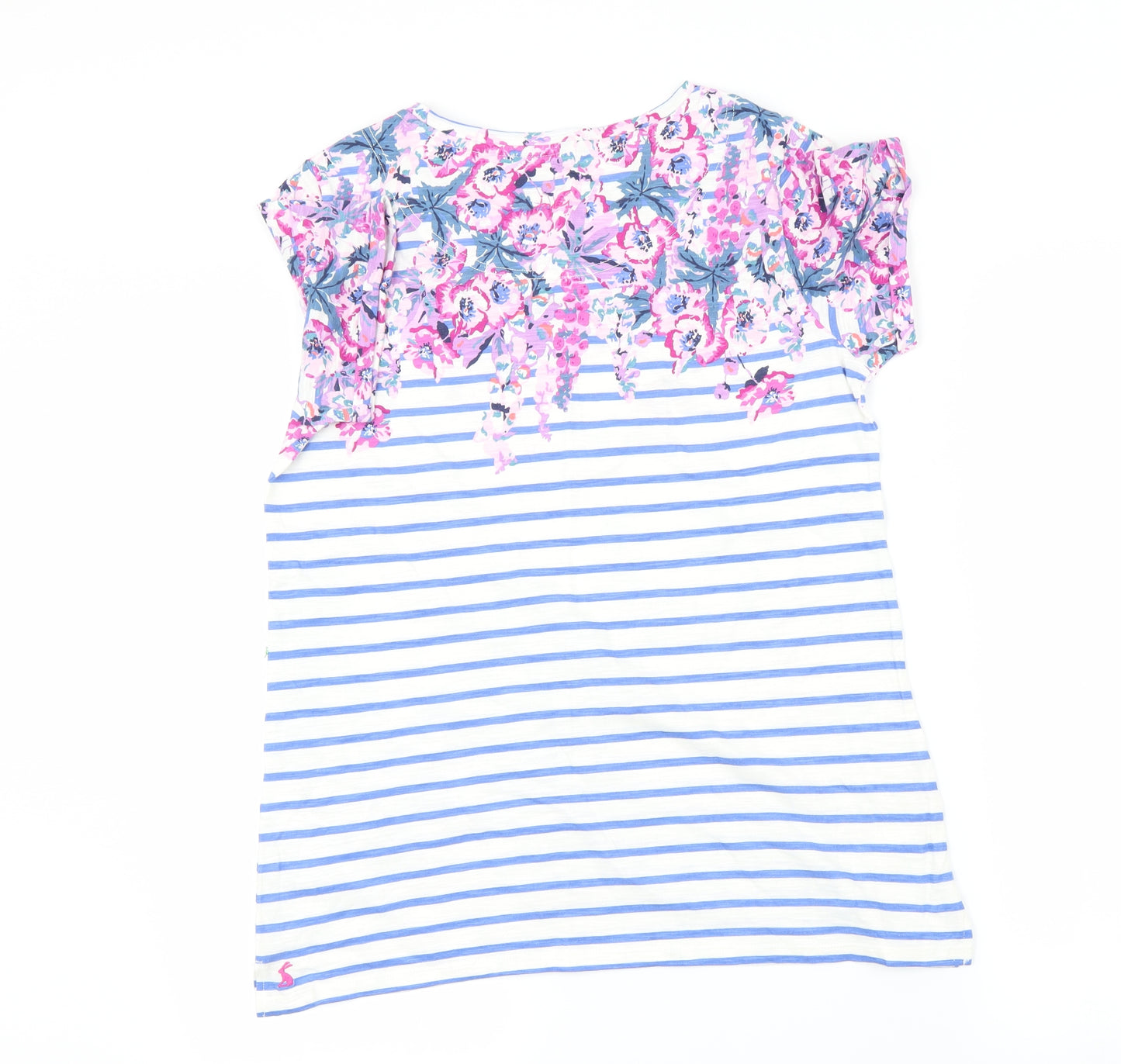 Joules Womens White Striped  Basic T-Shirt Size 14