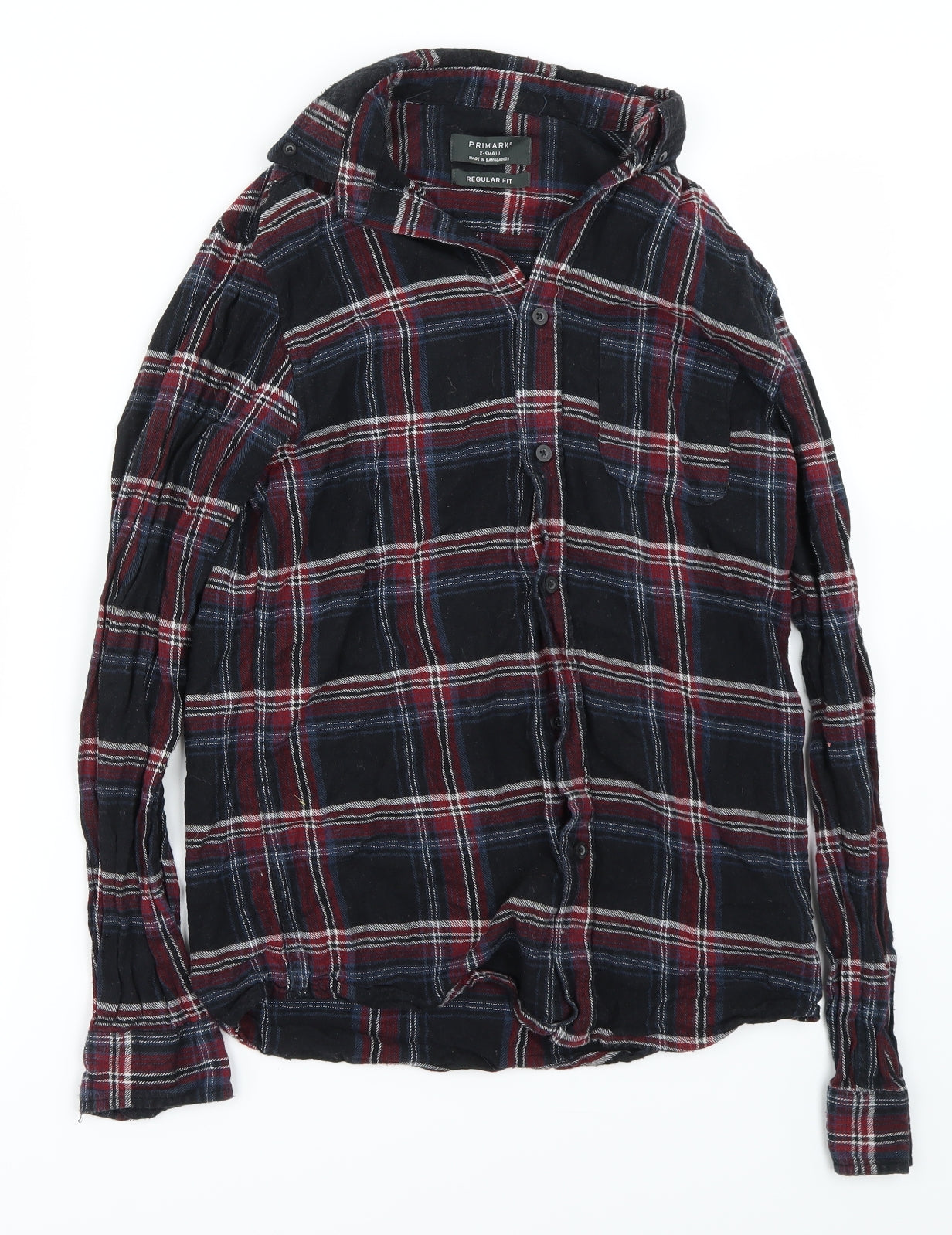 Primark Mens Grey Check   Button-Up Size XS