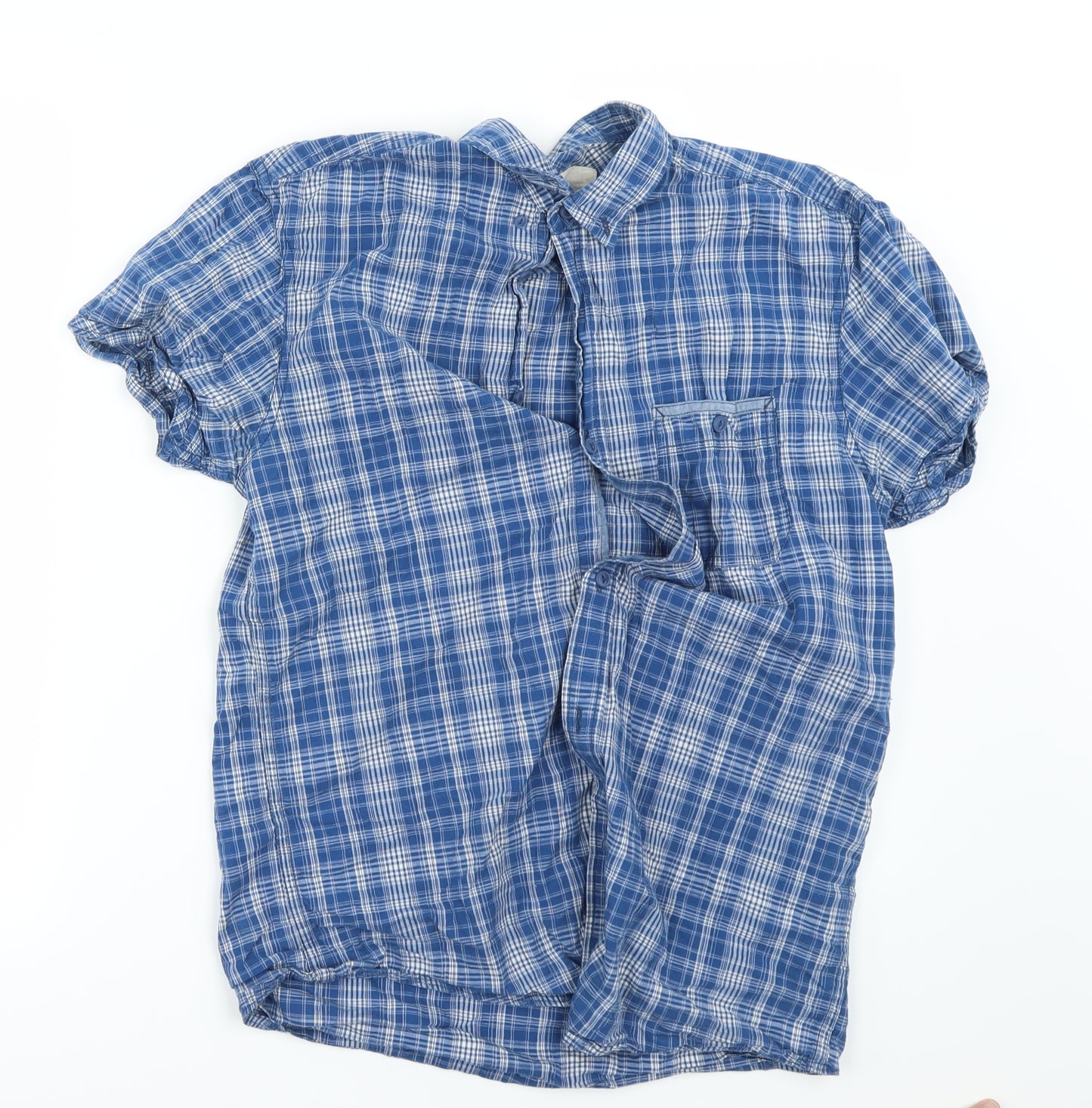 Cedar Wood State Womens Blue Check  Basic Button-Up Size S