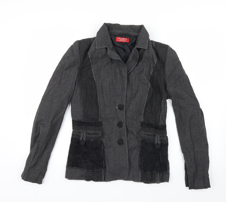 Lisa Campione Womens Grey Geometric  Jacket  Size 10