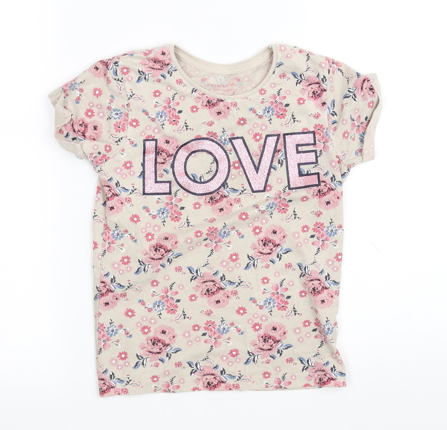Primark Girls Beige   Basic T-Shirt Size 7-8 Years