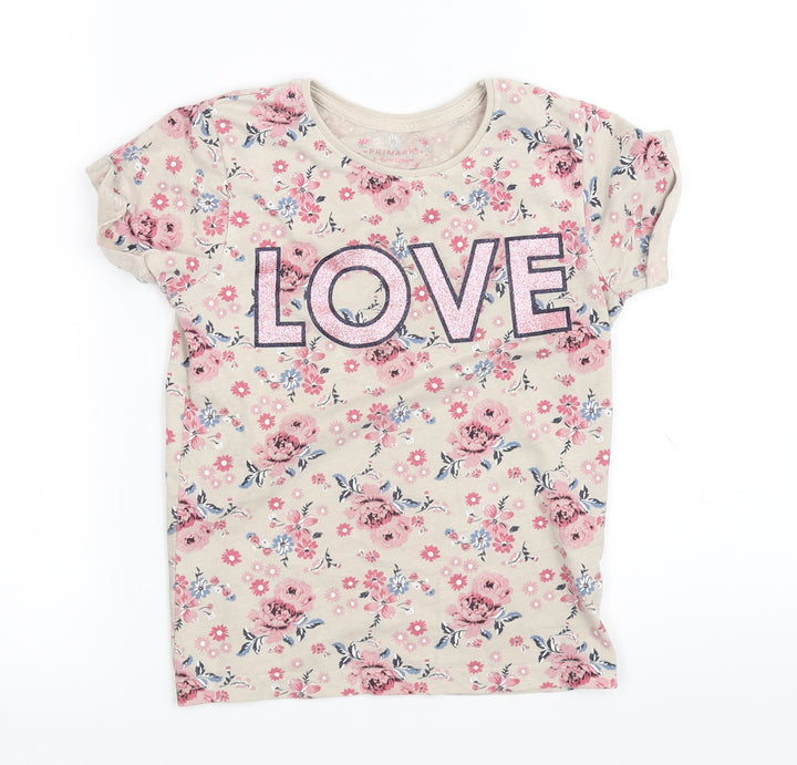 Primark Girls Beige   Basic T-Shirt Size 7-8 Years