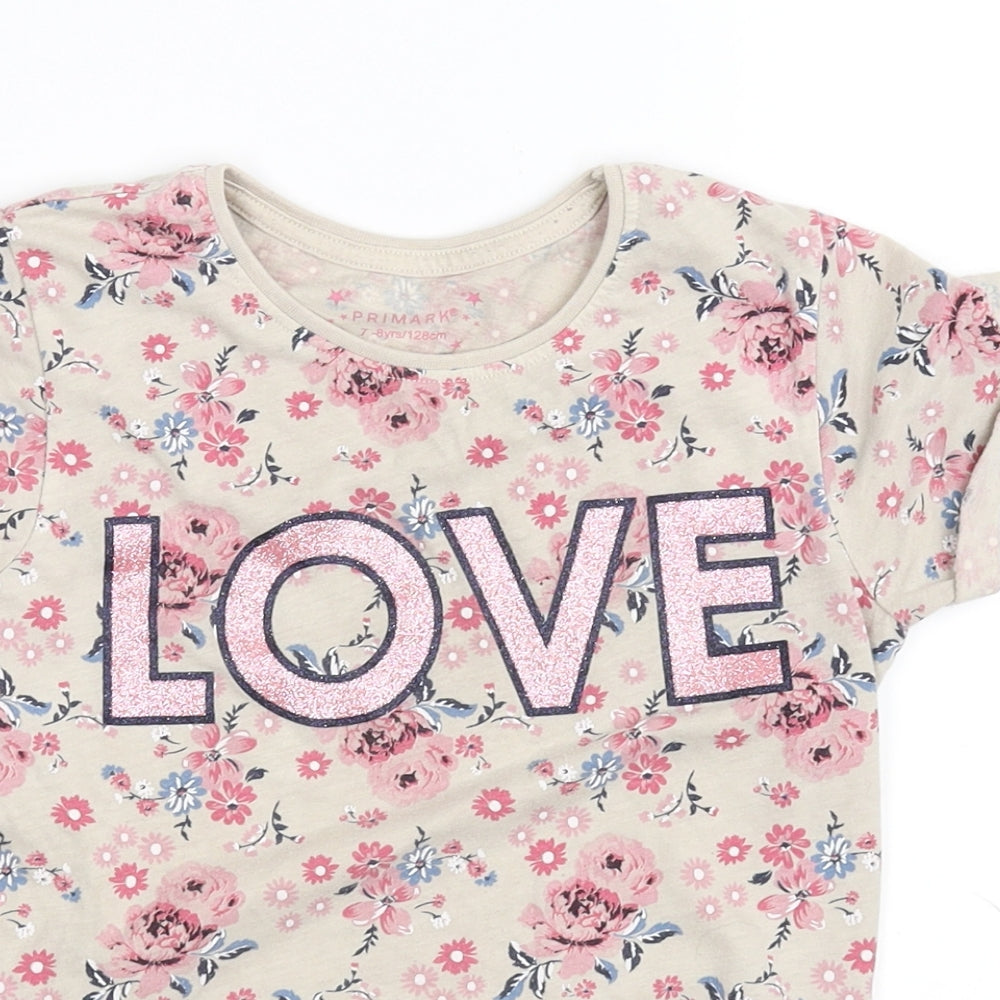 Primark Girls Beige   Basic T-Shirt Size 7-8 Years