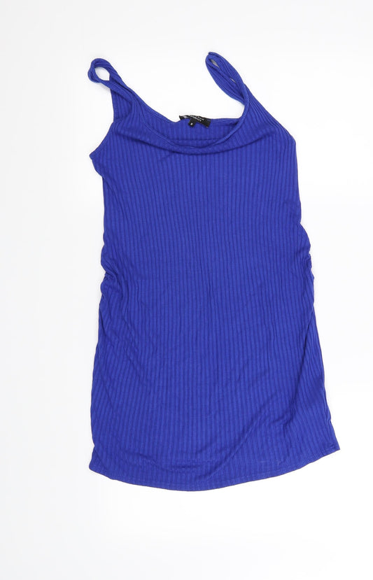 Front view of New Look women’s blue basic t-shirt, size UK 8