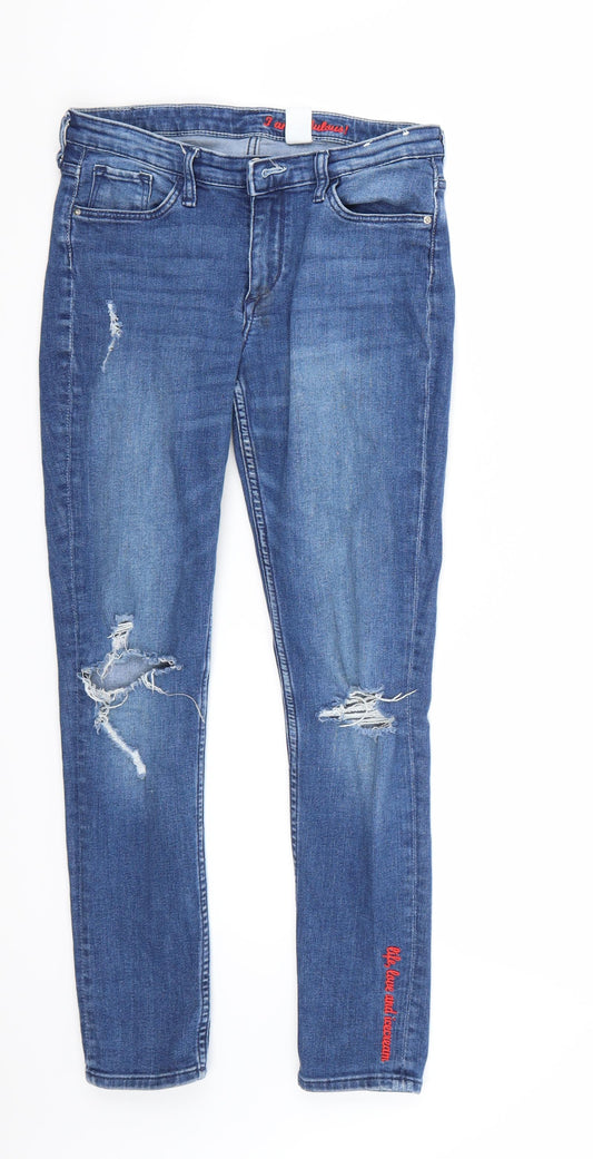 Front view of &denim girls’ blue skinny jeans, size 12-13, years