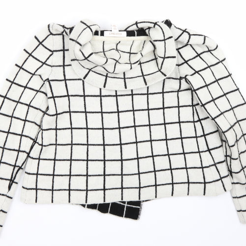 Ellen Tracy Womens White Check  Jacket Coat Size M