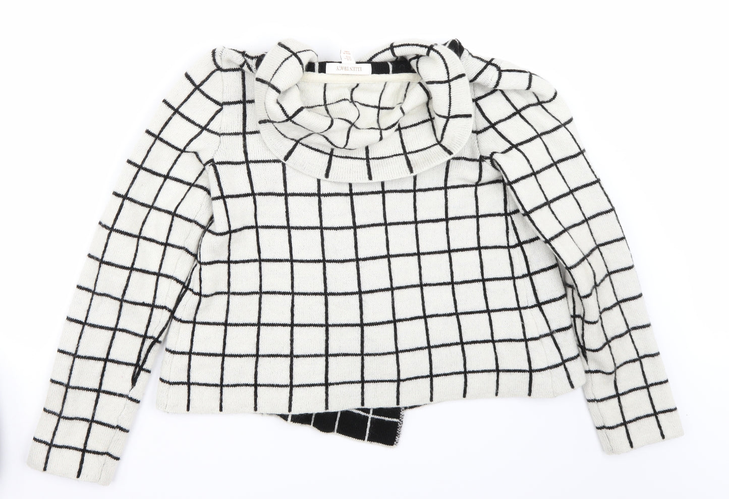 Ellen Tracy Womens White Check  Jacket Coat Size M