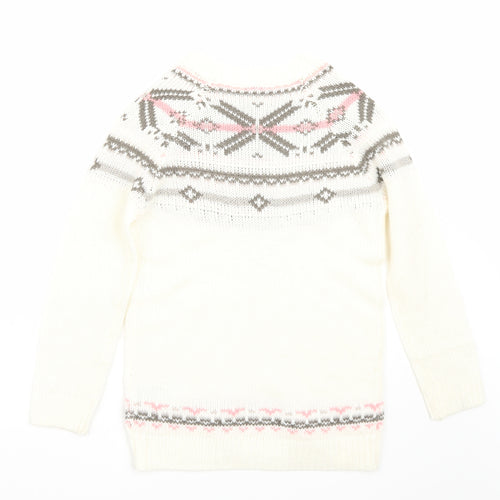 Peppers Girls White   Pullover Jumper Size 10-11 Years