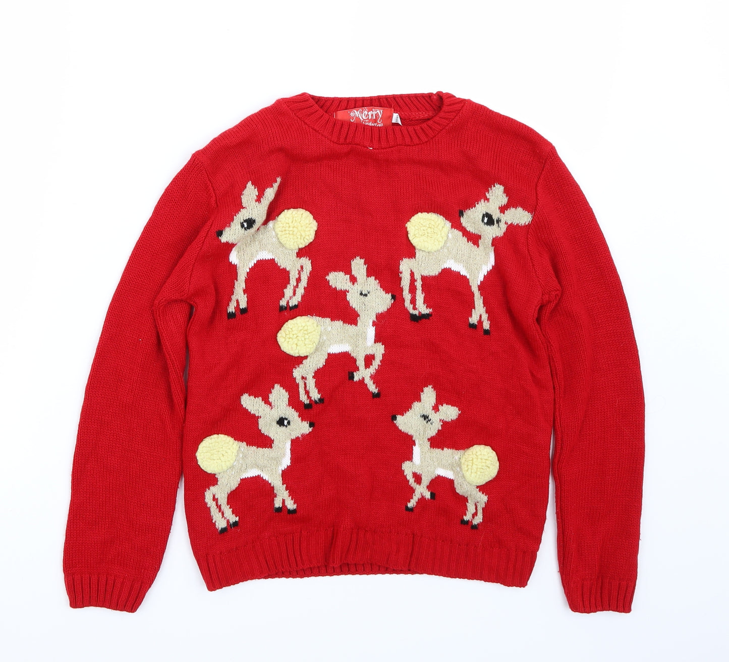 Preworn Girls Red   Pullover Jumper Size 11 Years