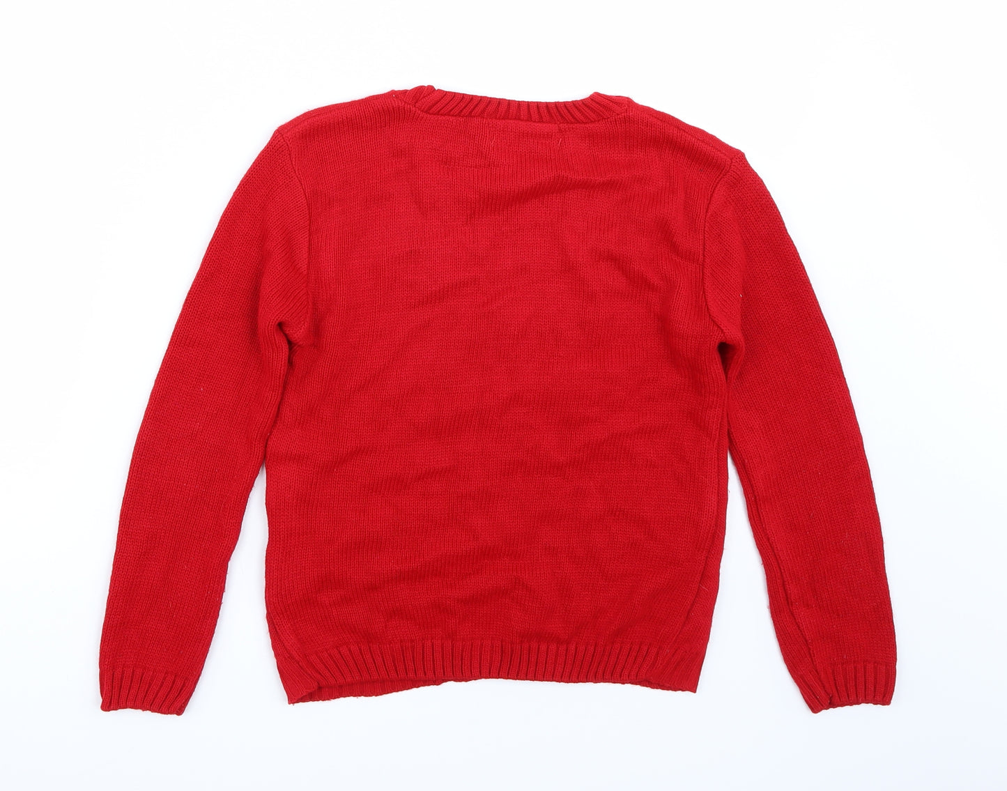 Preworn Girls Red   Pullover Jumper Size 11 Years