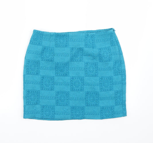 Front view of Forever 21 women’s blue a-line skirt, size M