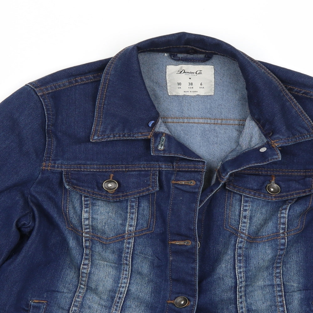 Denim & Co. Womens Blue   Jacket Coat Size 10