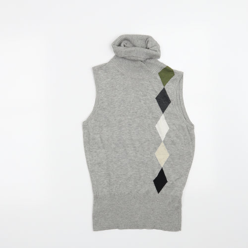 Mexx Womens Grey Argyle/Diamond  Pullover Jumper Size M