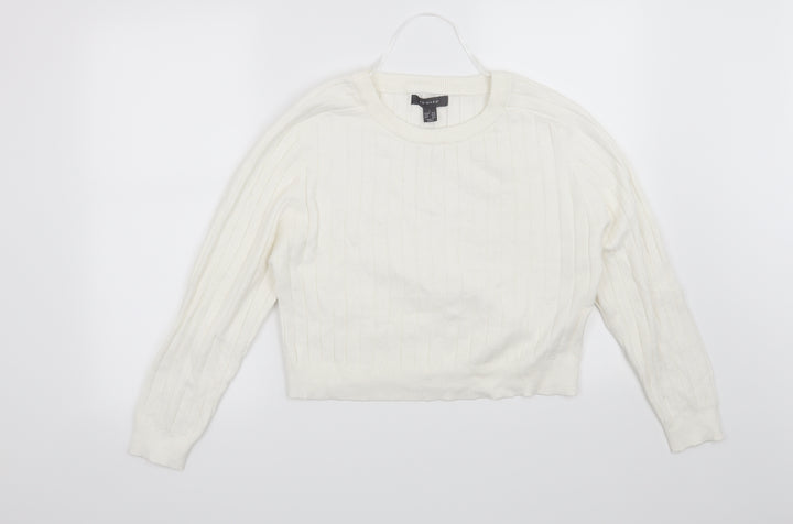 Primark Womens White Striped  Pullover Jumper Size 14