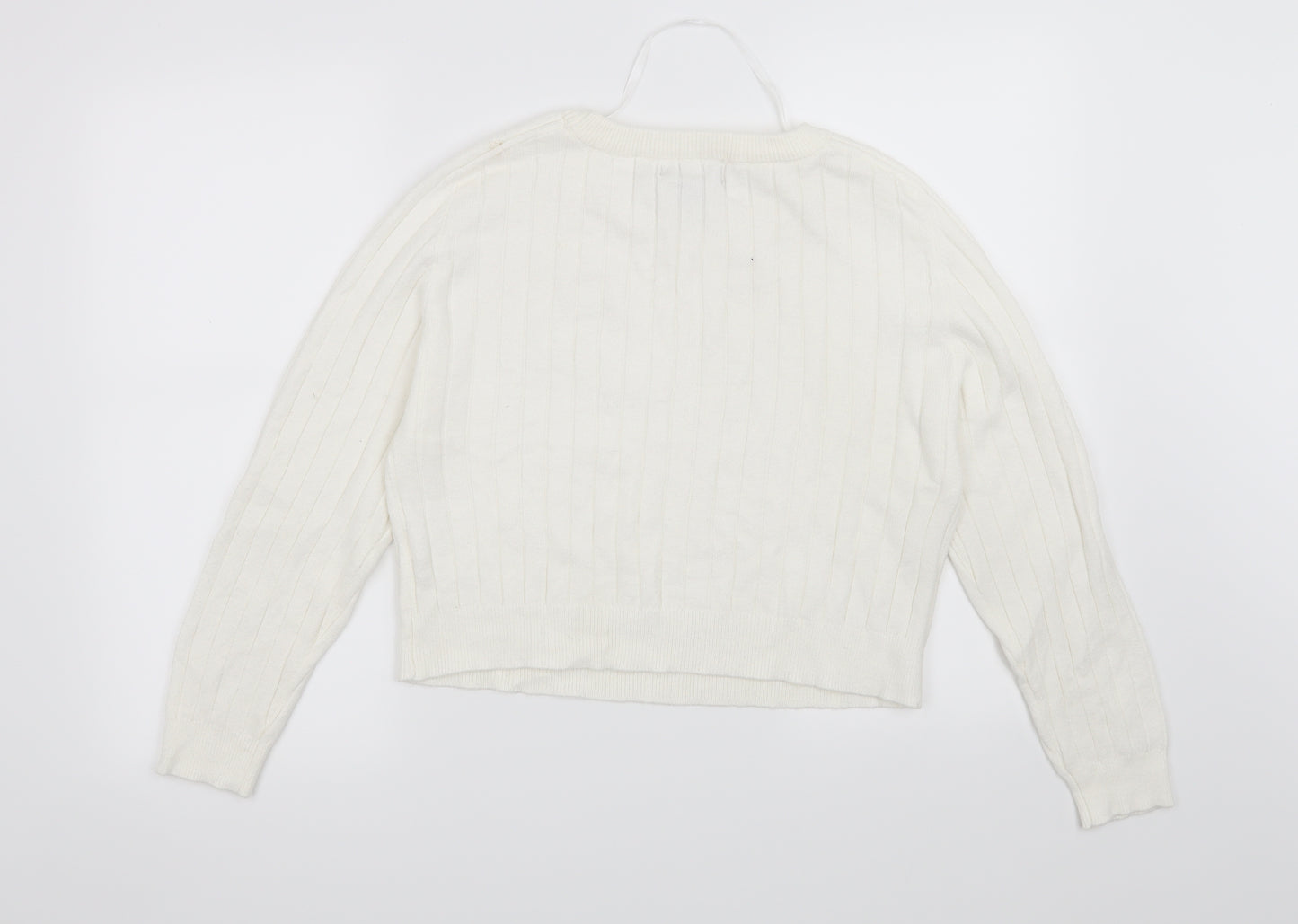 Primark Womens White Striped  Pullover Jumper Size 14