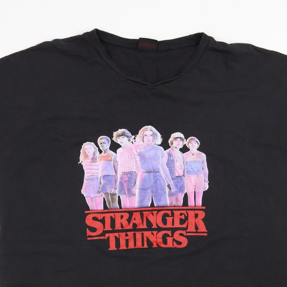 Primark Womens Black   Basic T-Shirt Size 10  - Netflix Stranger Things