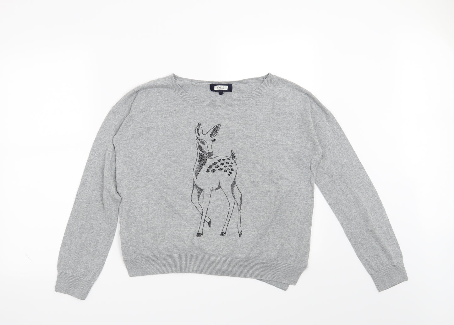 NEXT Womens Grey   Pullover Jumper Size 14  - Deer
