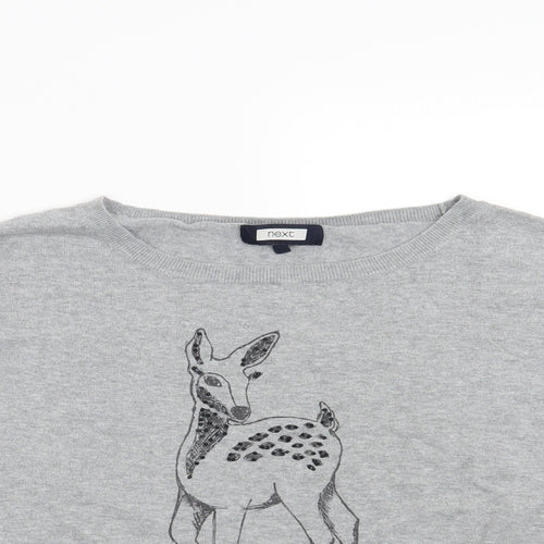 NEXT Womens Grey   Pullover Jumper Size 14  - Deer