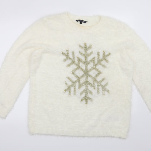 Bonmarché Womens Beige   Pullover Jumper Size 18  - Christmas Snow Flake