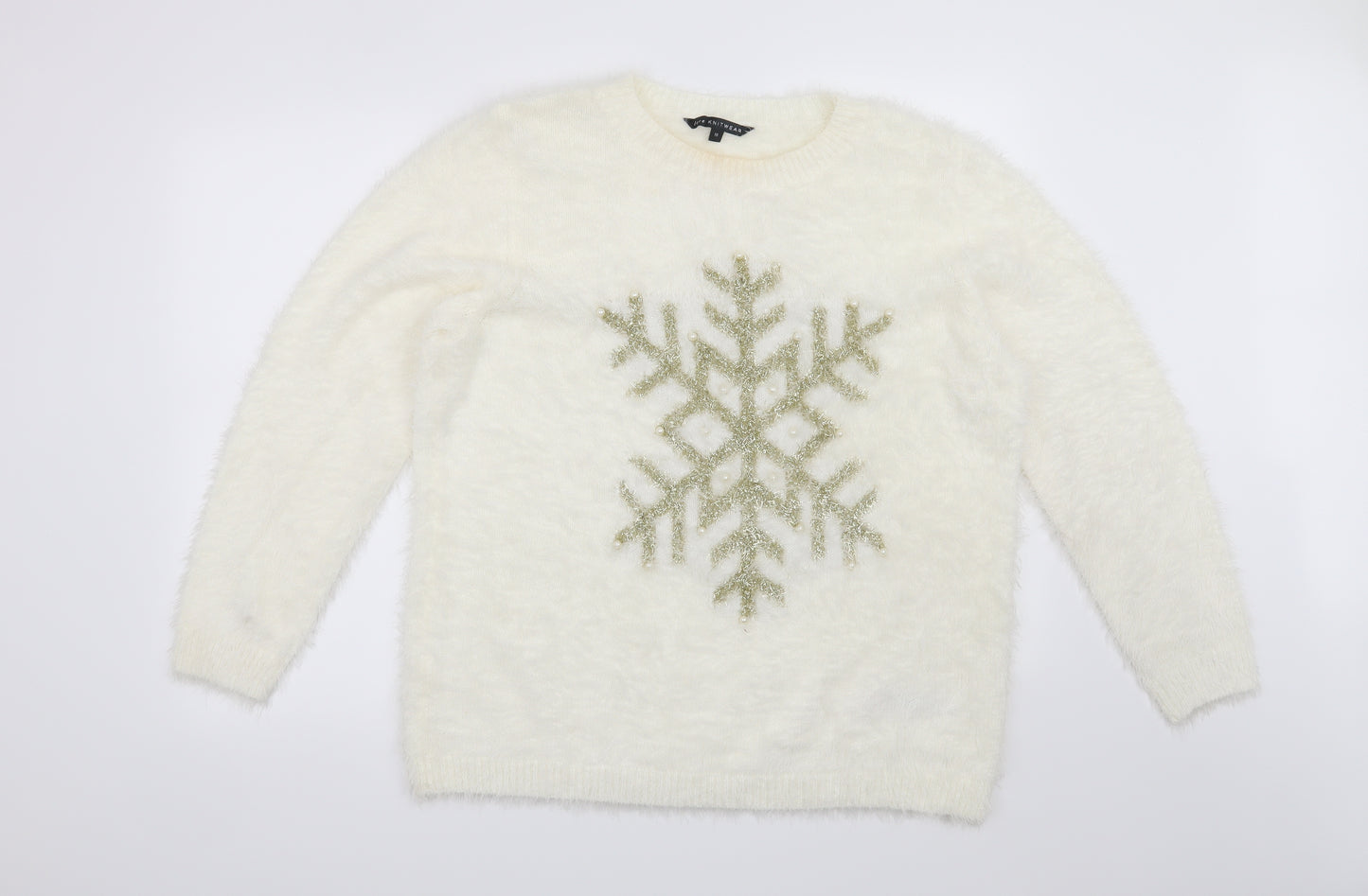 Bonmarché Womens Beige   Pullover Jumper Size 18  - Christmas Snow Flake