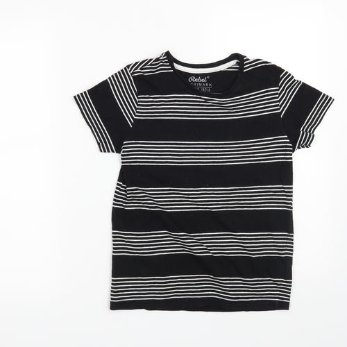 Rebel Boys Black Striped  Basic T-Shirt Size 9-10 Years
