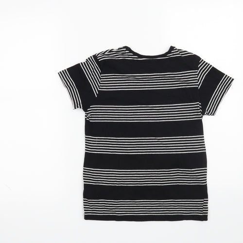 Rebel Boys Black Striped  Basic T-Shirt Size 9-10 Years