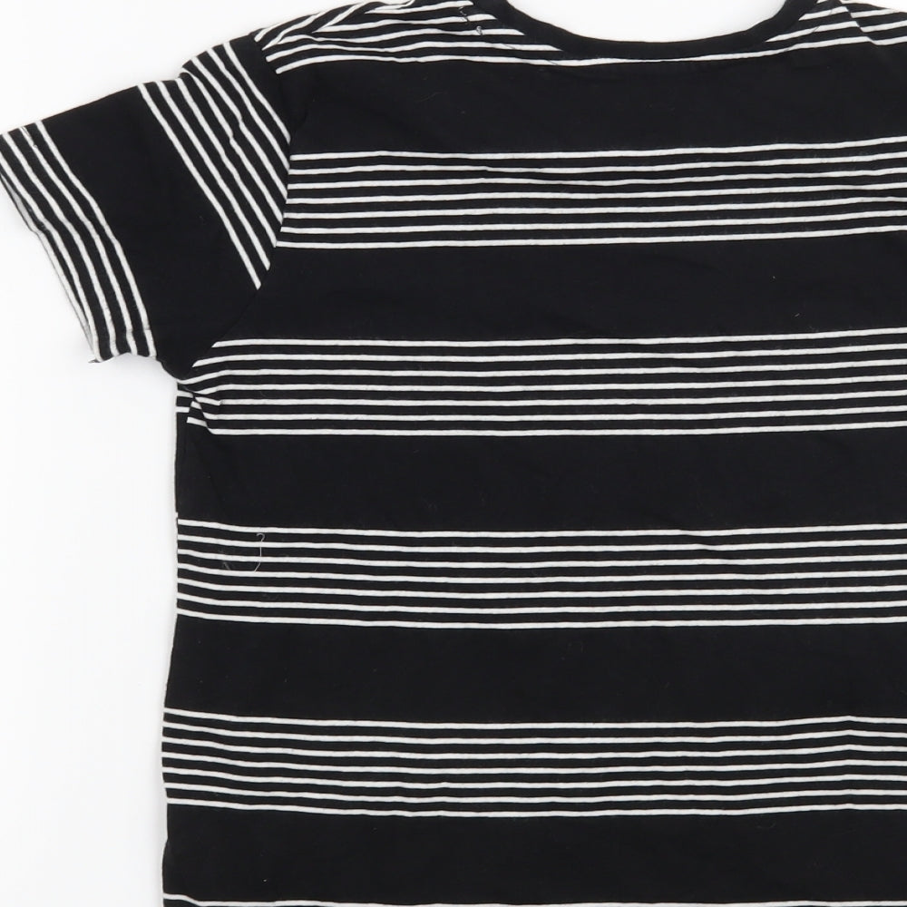 Rebel Boys Black Striped  Basic T-Shirt Size 9-10 Years