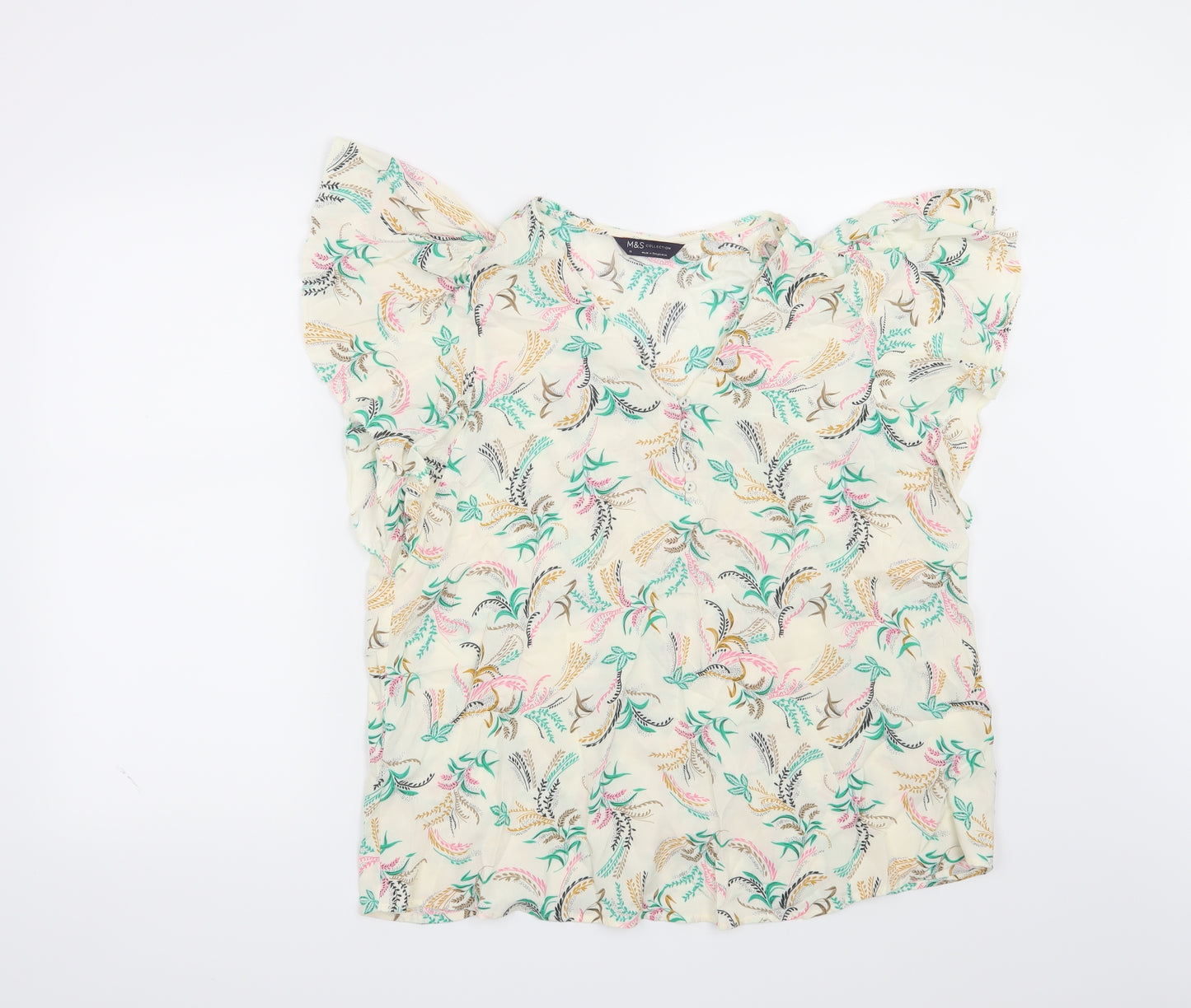 Marks and Spencer Womens Beige Floral  Basic Blouse Size 16