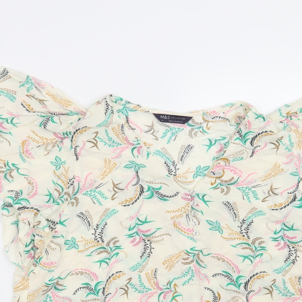 Marks and Spencer Womens Beige Floral  Basic Blouse Size 16