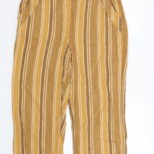 Bonmarché Womens Yellow Striped  Trousers  Size 16 L27 in