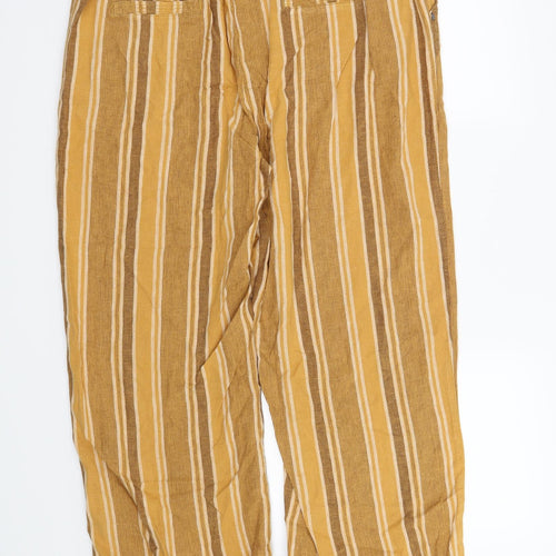 Bonmarché Womens Yellow Striped  Trousers  Size 16 L27 in