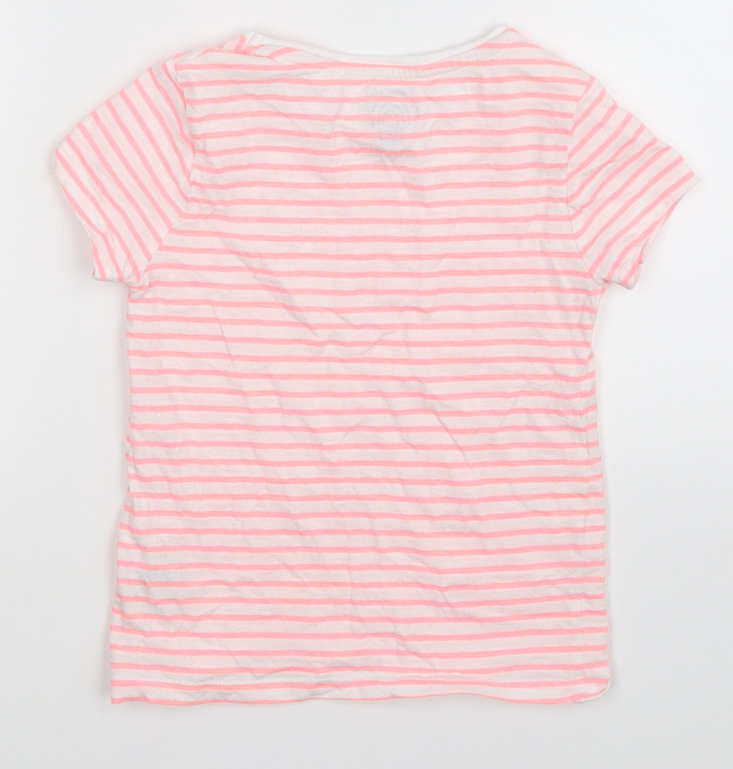 F&F Girls Pink Striped  Basic T-Shirt Size 4-5 Years