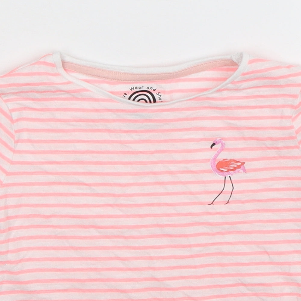 F&F Girls Pink Striped  Basic T-Shirt Size 4-5 Years