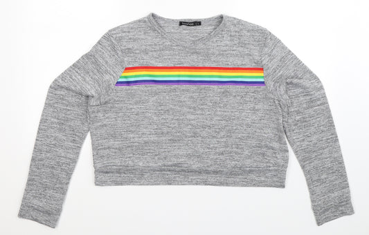 Front view of Boohoo women’s grey jumper, size L