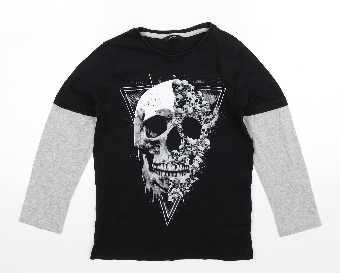 George Boys Black   Basic T-Shirt Size 8-9 Years