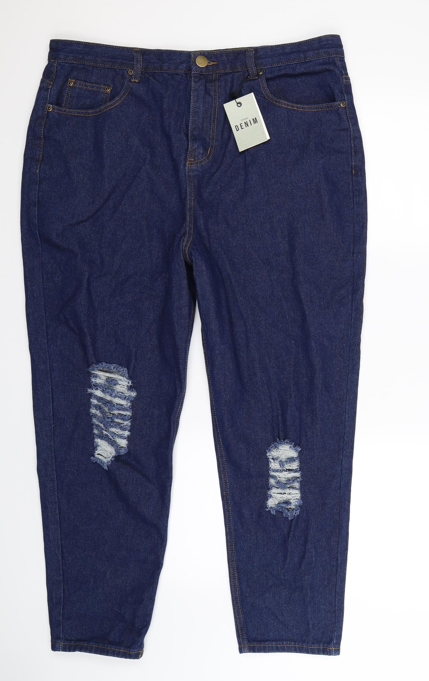 Yours Womens Blue  Denim Straight Jeans Size 18 L27 in