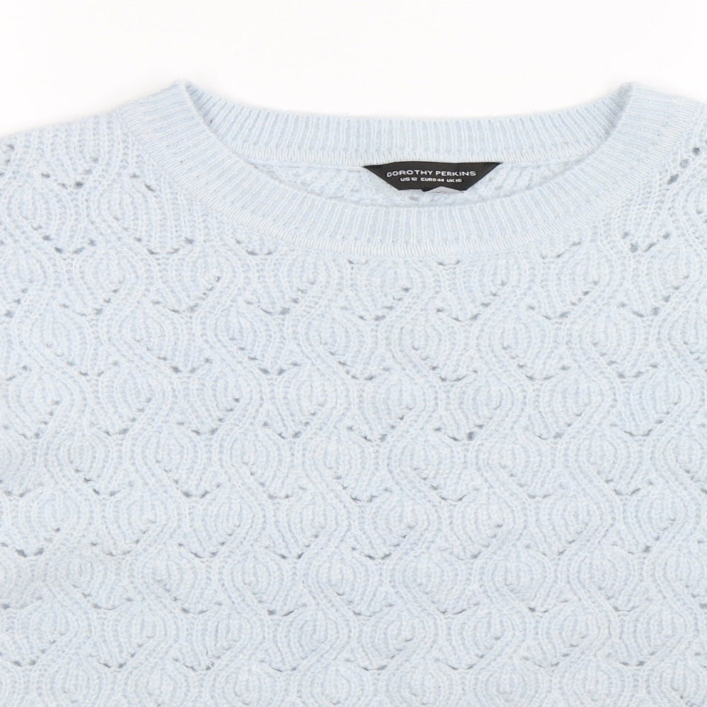 Dorothy Perkins Womens Blue  Knit Pullover Jumper Size 16