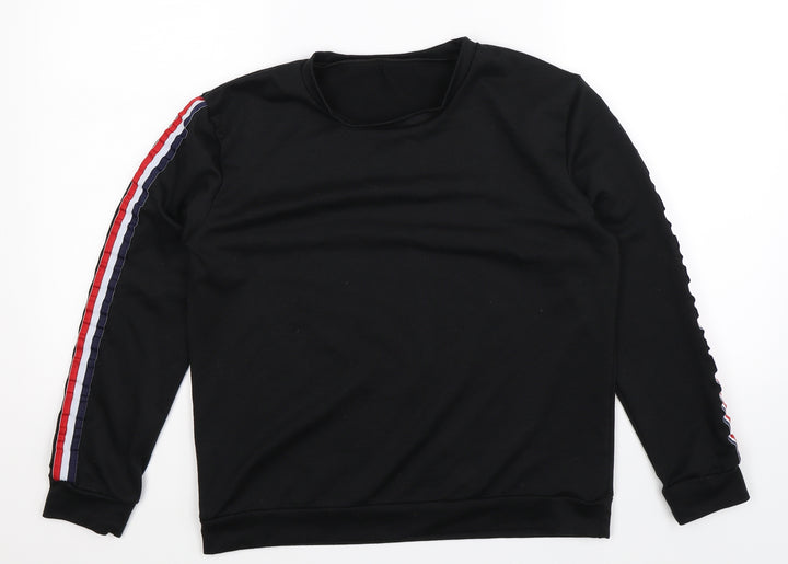 Preworn Womens Black Striped Pullover Sweatshirt Size M