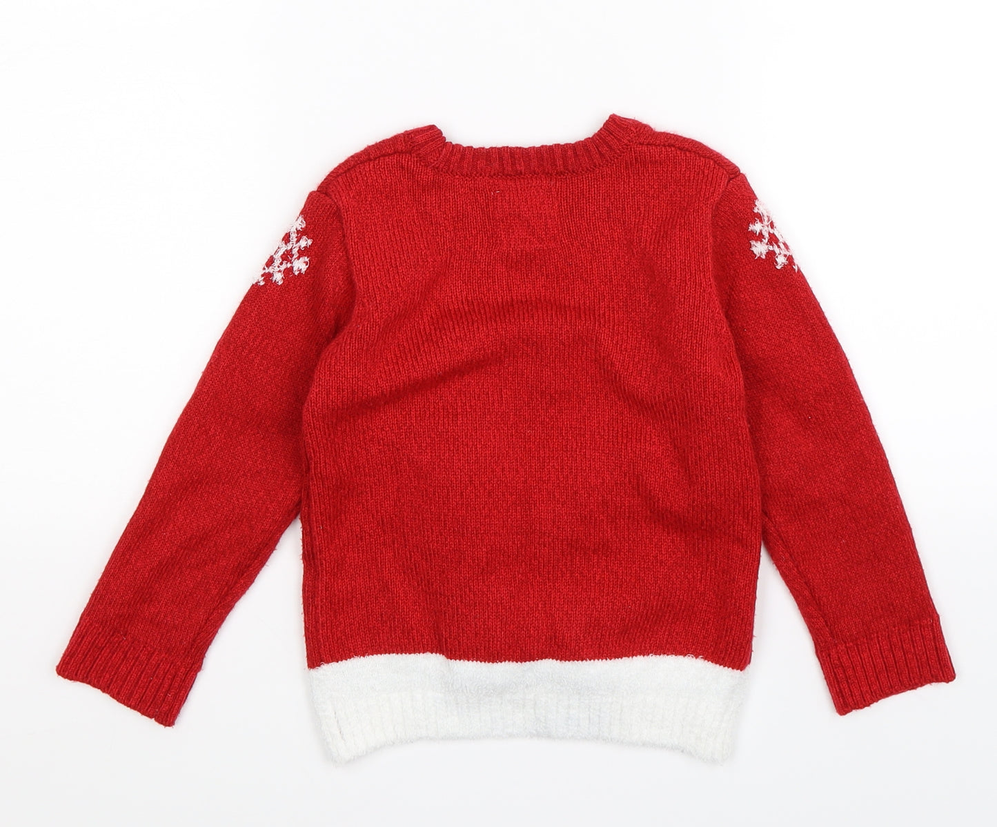 F&F Boys Red  Knit Pullover Jumper Size 4-5 Years  - Christmas