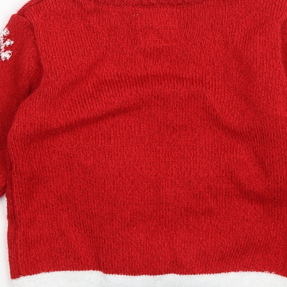 F&F Boys Red  Knit Pullover Jumper Size 4-5 Years  - Christmas